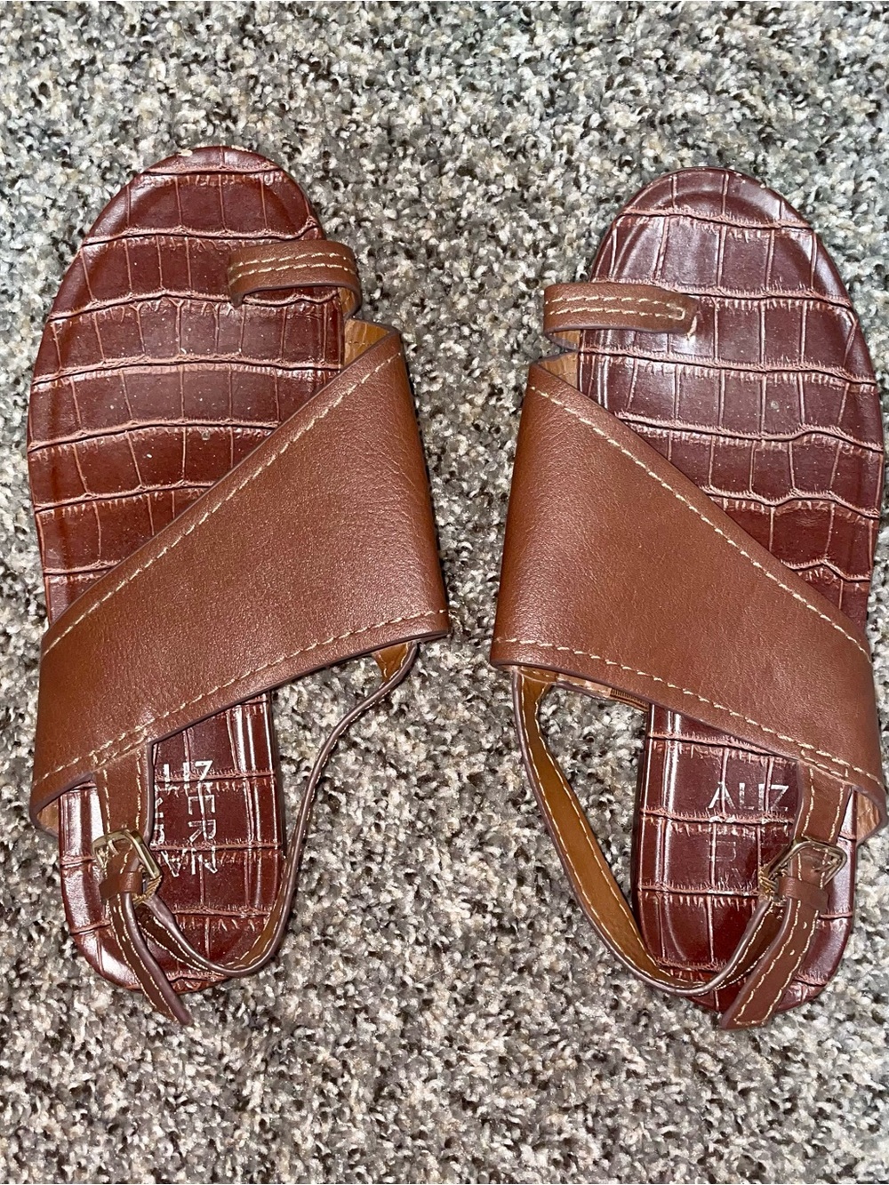 Brown Leather Cross-Band Women's Sandals Size 7.5